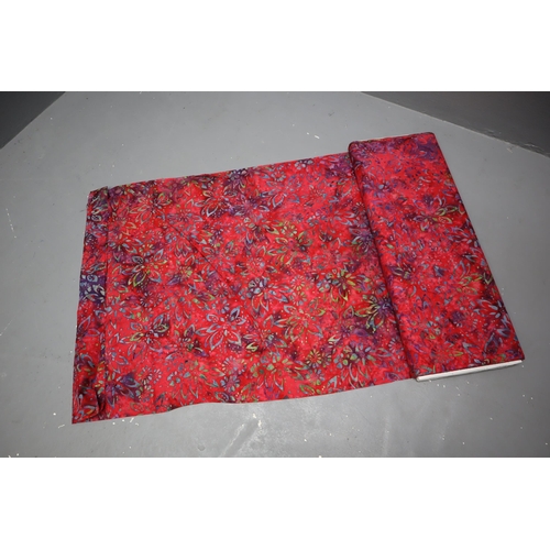 521 - Approx 6mtrs of Red and Multi-Coloured Burberry style Patterned Quality Material