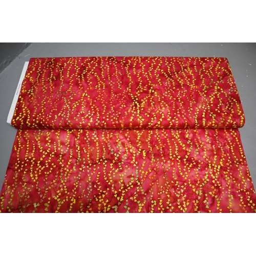 523 - Approx 7mtrs of Red and Yellow Carmine Patterned Quality Material