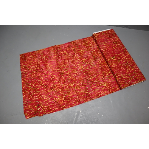 523 - Approx 7mtrs of Red and Yellow Carmine Patterned Quality Material