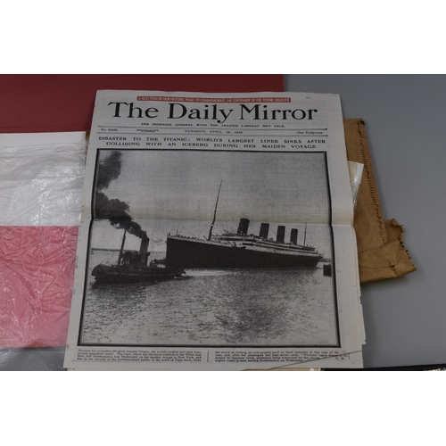 413 - A Run of Original Daily Mail Titanic Newspapers April 16, 17, 18, 19, 20, 22 1912, With Replica News... 