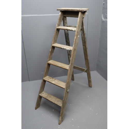 701 - Vintage Set of Wooden Six Rung Step ladders