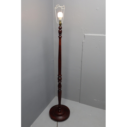 703 - Vintage Mahogany Standard Floor Lamp 57” (Powers on), With Shade