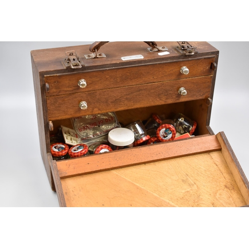 708 - A Vintage Wooden Two Drawer Case, With a Selection of Various Nails, Fittings etc. Approx 6