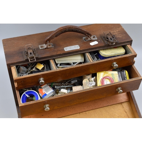 708 - A Vintage Wooden Two Drawer Case, With a Selection of Various Nails, Fittings etc. Approx 6