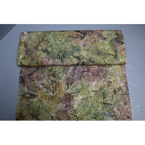 525 - Approx 8mtrs of Green/Black/Purple Flowered Patterned Quality Material