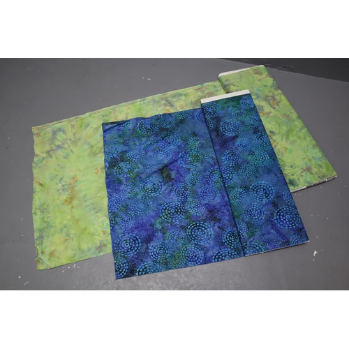 531 - Two Lots of Quality Material to include approx 2mtrs of Green Tie-Dye and approx 2mtrs of Blue/Purpl... 