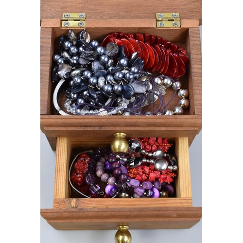 432 - A Wooden Jewellery Box Containing A Selection of Unsorted Designer Jewellery