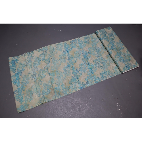 532 - Approx 7mtrs of Turquoise and Cream Patterned Quality Material