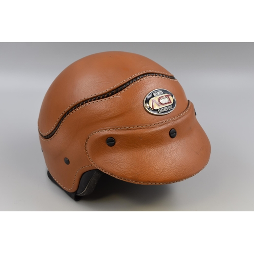 535 - An ACT Helmets Leather Line Vintage Leather Motorbike Helmet