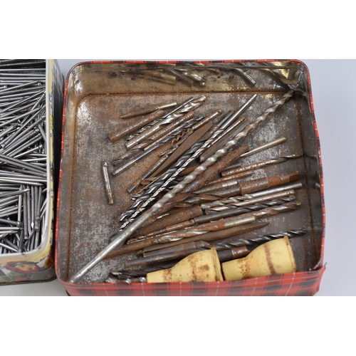 717 - Mixed Lot consisting of Two Tins with contents of Various Drill Bits and Nails