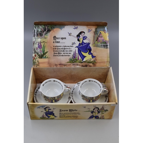 454 - Two Snow White Cup and Saucers in Box