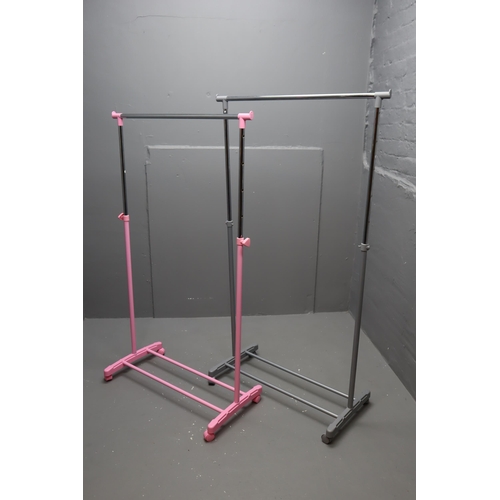 568 - Two Adjustable Metal and Plastic Clothing, In Pink and Grey