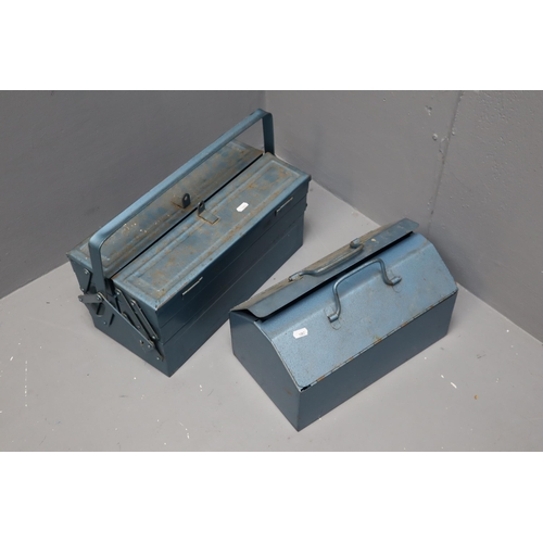 740 - Two Powder Blue Metal Toolboxes, Includes One Cantilever