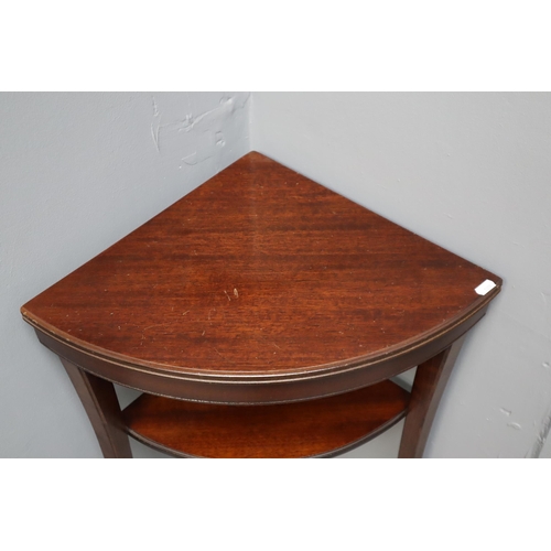 580 - Small Mahogany Corner Table with Under Shelf