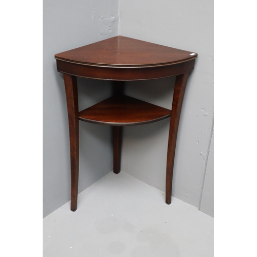 580 - Small Mahogany Corner Table with Under Shelf