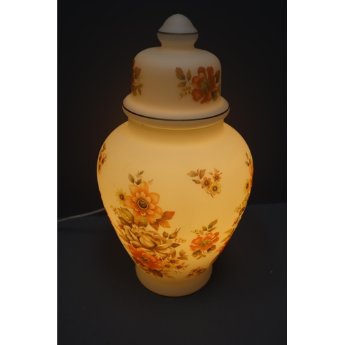 785 - Large Decorative Neutral Floral Lamp in the Shape of a Vase (17.5”)