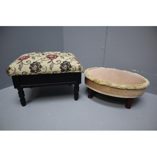 583 - Two Footstools To Include Pink Velour, And Footstool With Under Seat Storage