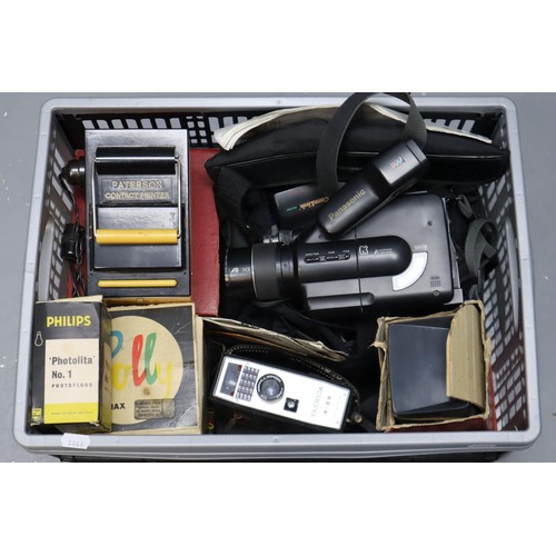 585 - Mixed Selection of Camera and Video equipment including Panasonic G3, Paterson Contact Printer, Yash... 