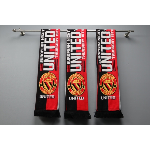 593 - Three Manchester United European Night 2020 Scarves