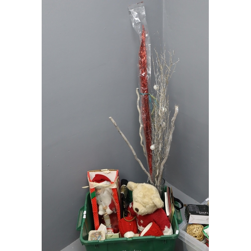 901 - Two Boxes to include a Large Selection of Christmas Items. Includes Teddy, Lights, Decorations, Orna... 