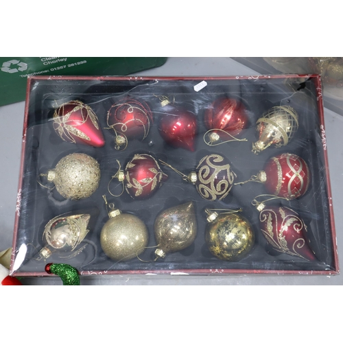 901 - Two Boxes to include a Large Selection of Christmas Items. Includes Teddy, Lights, Decorations, Orna... 