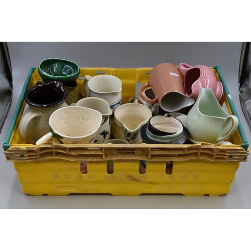 885 - Crate of Jugs and Vases including Sylvac , Old Foley ,Crown Ducal and more.