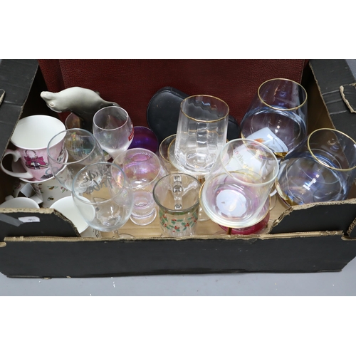 891 - A Mixed Selection To Include Mixed Glassware, Lomonosov Seal, Briefcase, And More