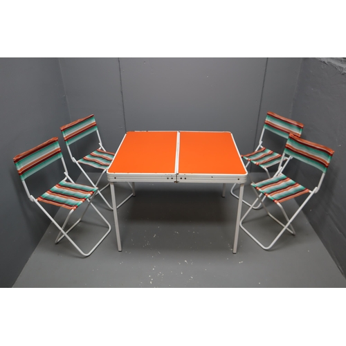 838 - Vintage Folding Camping Table with Four Stools