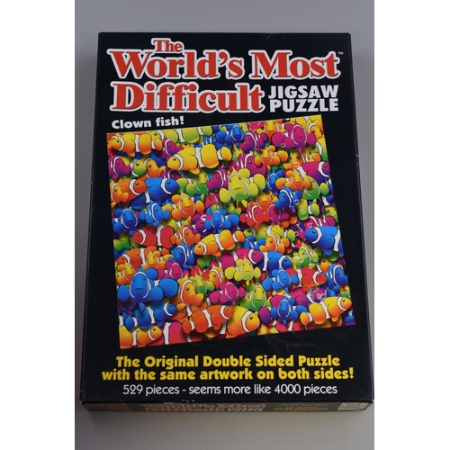 837 - Five Jigsaw Puzzles to include Worlds Most Difficult, Multicolored Flower, Comic Puzzle and Double S... 