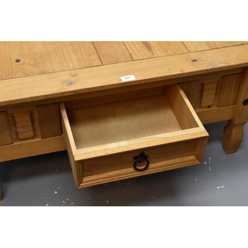 597 - Modern Decorative Solid Pine Coffee Table with One drawer Under Storage approx 39