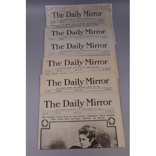 413 - A Run of Original Daily Mail Titanic Newspapers April 16, 17, 18, 19, 20, 22 1912, With Replica News... 