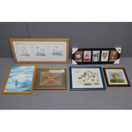 817 - A Selection of Framed and Glazed Artworks and Photo Frame. To Include Tribal, Tapestry, And More. La... 