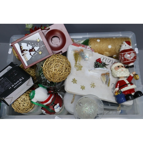 901 - Two Boxes to include a Large Selection of Christmas Items. Includes Teddy, Lights, Decorations, Orna... 