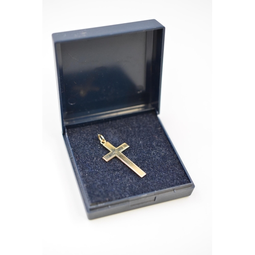 20 - Hallmarked Birmingham 375 (9ct) Gold Cross Pendant (3cm)