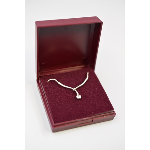 28 - Silver 925 Single Stoned Pendant Necklace Complete with Presentation Box
