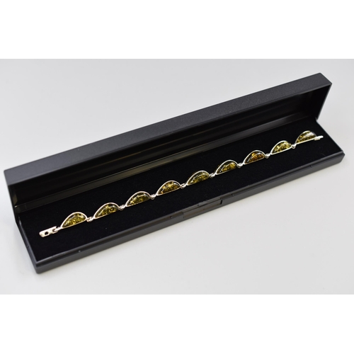 29 - Silver 925 Amber Stoned Bracelet in Presentation Box