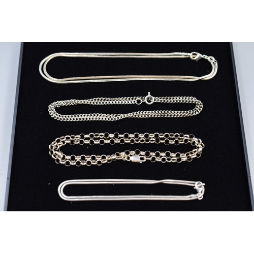 34 - Selection of 4 Silver 925 Chains in Various Styles and Sizes