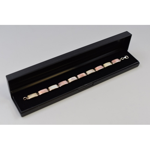 59 - Silver 925 Bracelet with Mother of Pearl Inlay complete with Presentation Case