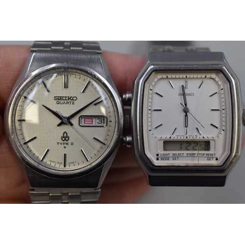 74 - Two Vintage Seiko Quartz Watches (7546-8070JDM and a H601570) 570 is Working