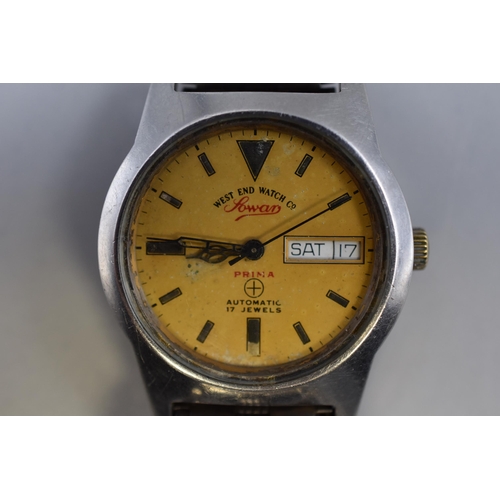 78 - West End Watch Company 17 Jewels Automatic Day / Date Prima Gents Watch (Working)