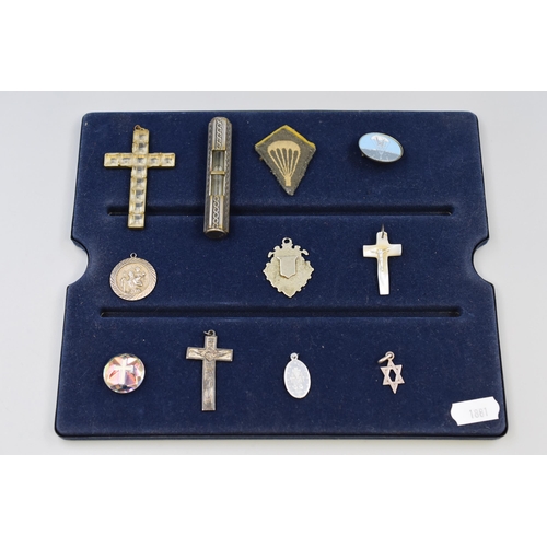 96 - Selection of Religious and Parachute Regiment Pieces including Silver