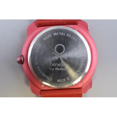 102 - benetton by Bulova Quartz Watch with Strap (Working)