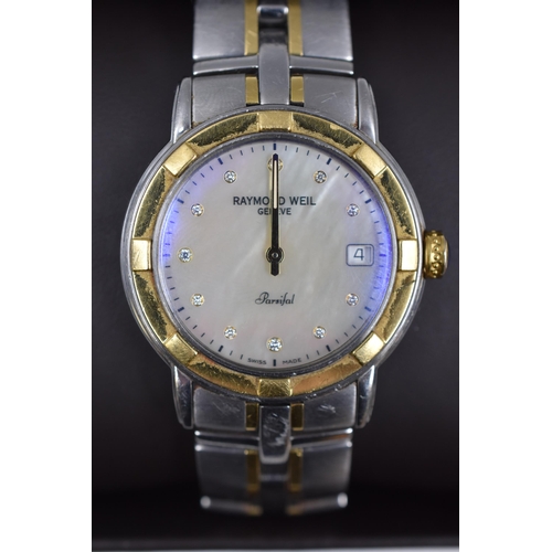 132 - Raymond Weil Parsifal Mother of Pearl Faced Watch with Diamond Hour Markers complete with Original B... 