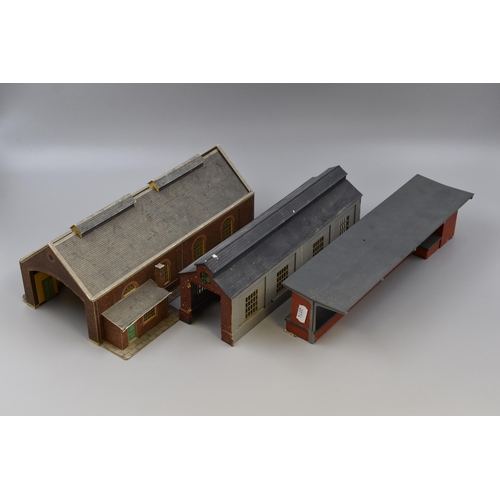 142 - Collection of Three Vintage Hand Built Detailed Model Railway Buildings to include Two Engine Sheds ... 
