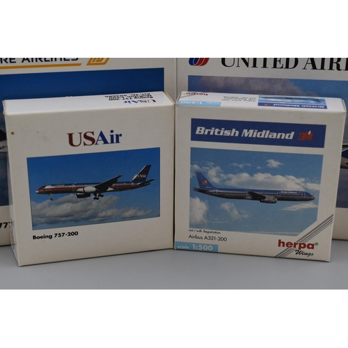 155 - Six Boxed 1:500 Model Planes to include Boeing 737, ATR-72, Arbus A321, Boeing 747 and Boeing 777