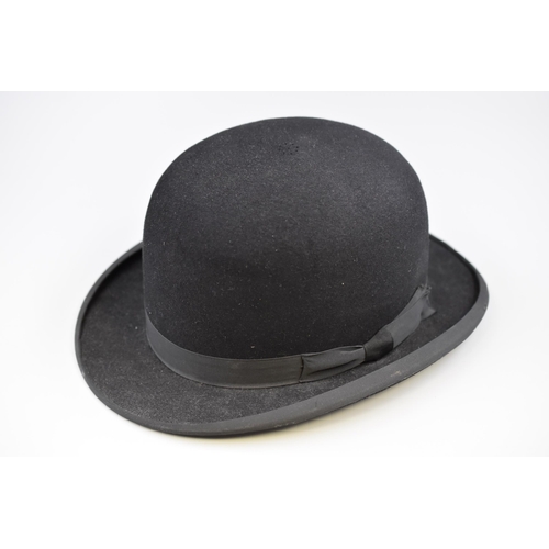 272 - Vintage Bowler Hat by Felt Hatters and Trimmers Unions, also Marked Moores for The Leather and Waldo... 