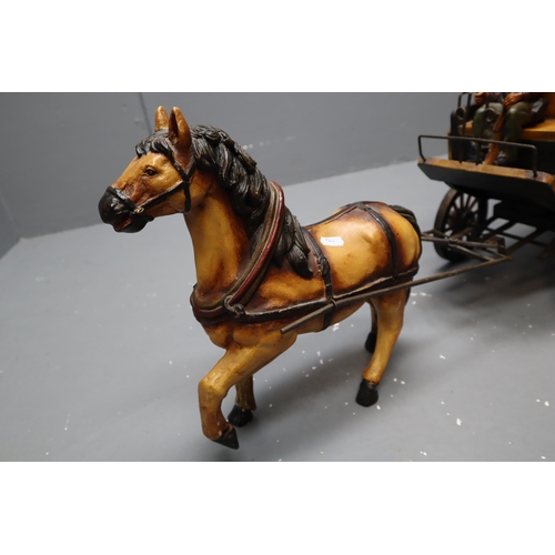 278 - A Vintage Resin and Cast Metal Horse Drawn Coach Model, Approx 45” Long. AF