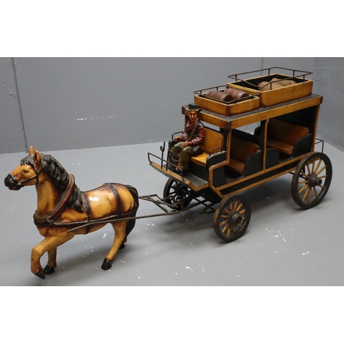 278 - A Vintage Resin and Cast Metal Horse Drawn Coach Model, Approx 45” Long. AF