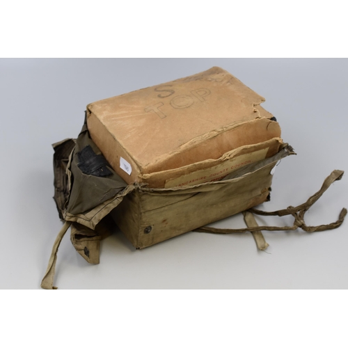 282 - Small Vintage Gas Mask in Original Box. Marked Lancashire Council, Air Raid Precautions.  Hough... 