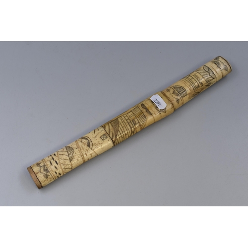 179 - Japanese Tanto Dagger in Ornately Carved Bone Scabbard with Figure Decoration